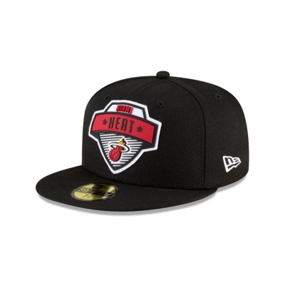 Black Miami Heat Hat - New Era NBA Tip Off Edition 59FIFTY Fitted Caps USA5603412